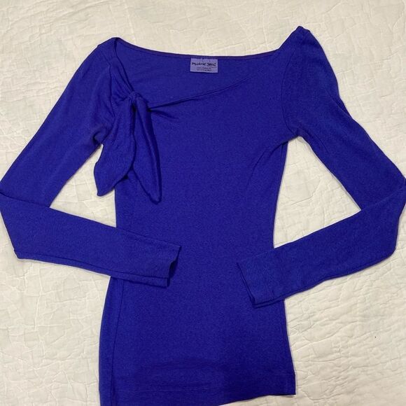 Michael Stars Vibrant Purple Tie Scoop Neck Shirt - Picture 1 of 8